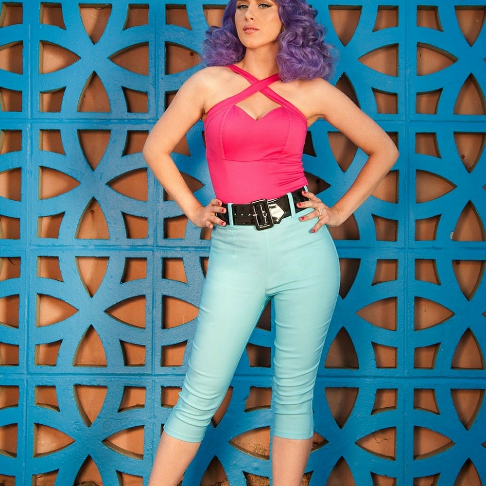 NWT Deadly Dame Baby Blue Capri