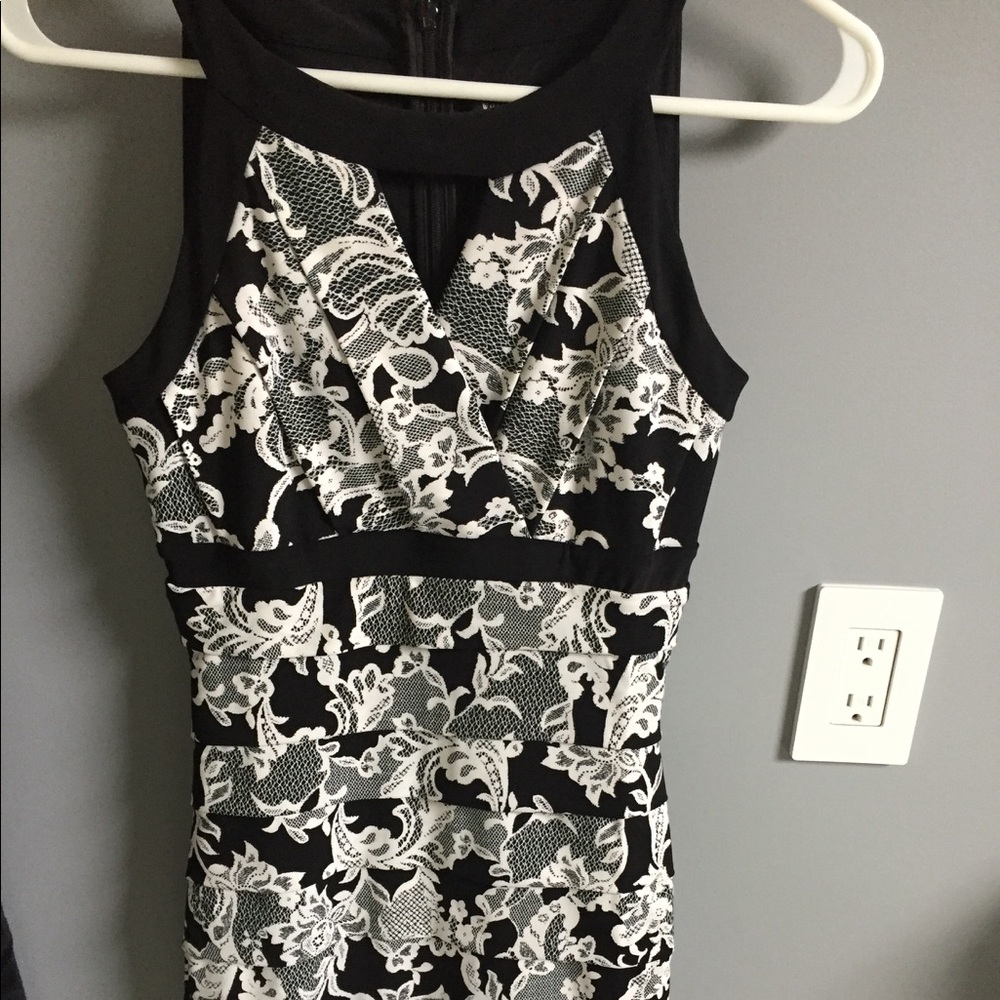 WHBM sudden slim blk/wh dress, sz 0.