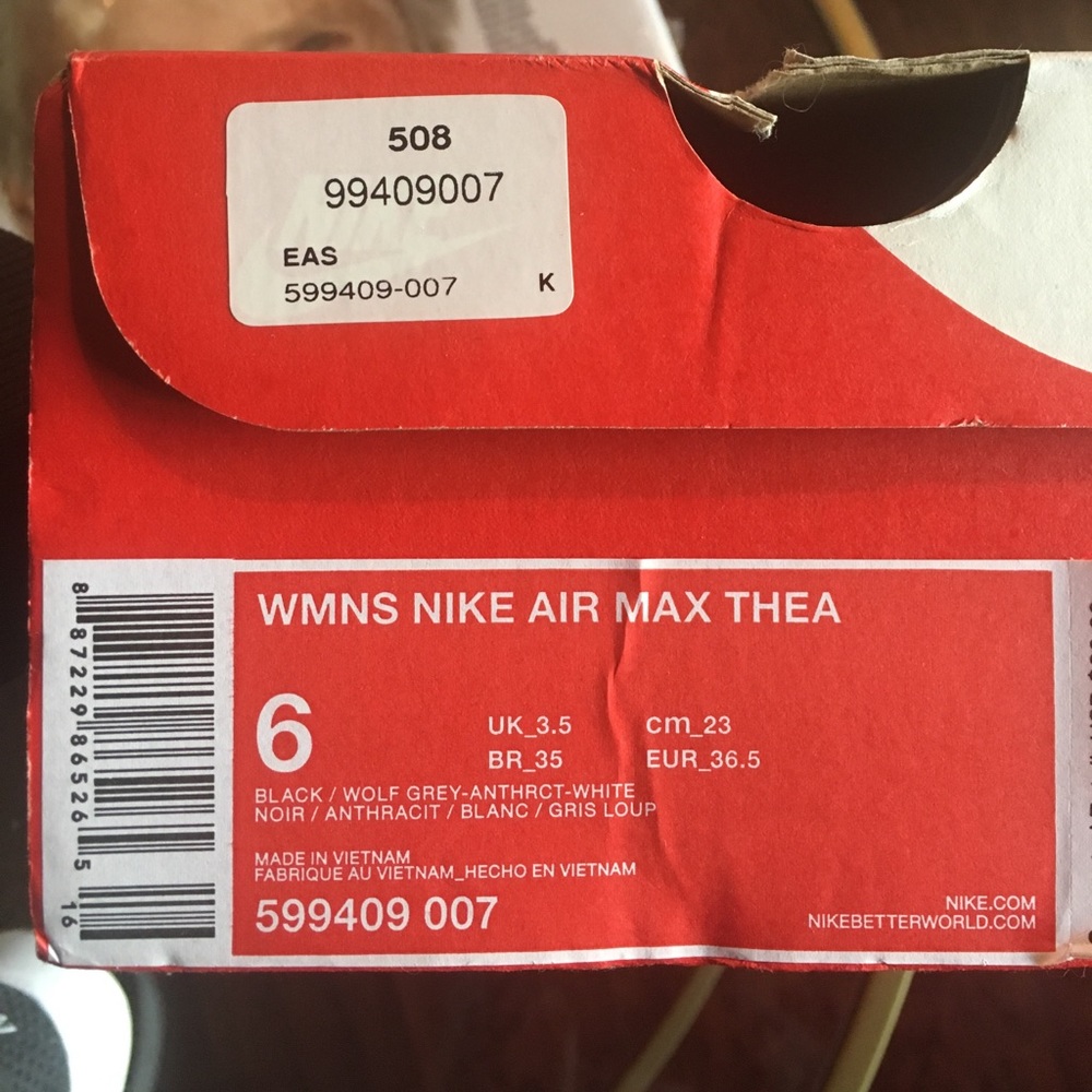 Nike air max Thea black, white, and gray. Size 6 - Picture 7 of 7