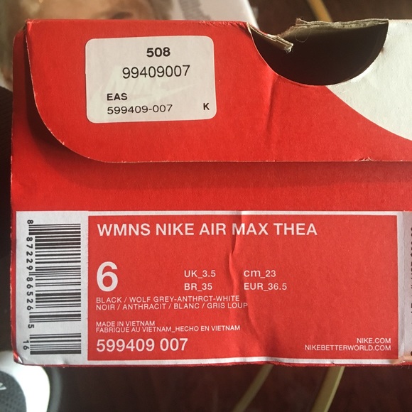 Nike air max Thea black, white, and gray. Size 6 - Picture 7 of 7