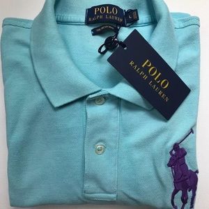 New Ralph Lauren Blue Polo Dress with Purple Pony