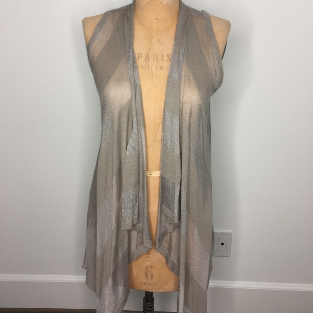 Jennifer Lopez Striped Sleeveless Cardigan