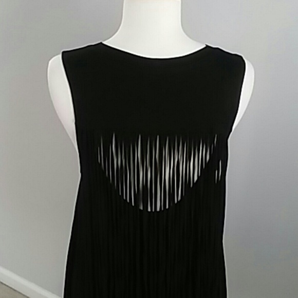Lulus Dresses & Skirts - LULUS' FUN BLACK FRINGE IN THE BACK SWING DRESS.