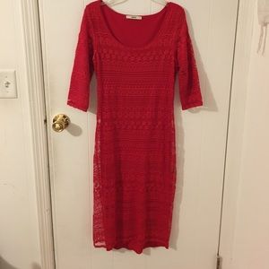 Asos Lace Red Midi Dress