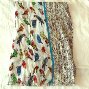 Fun, chic parrot multicolor scarf
