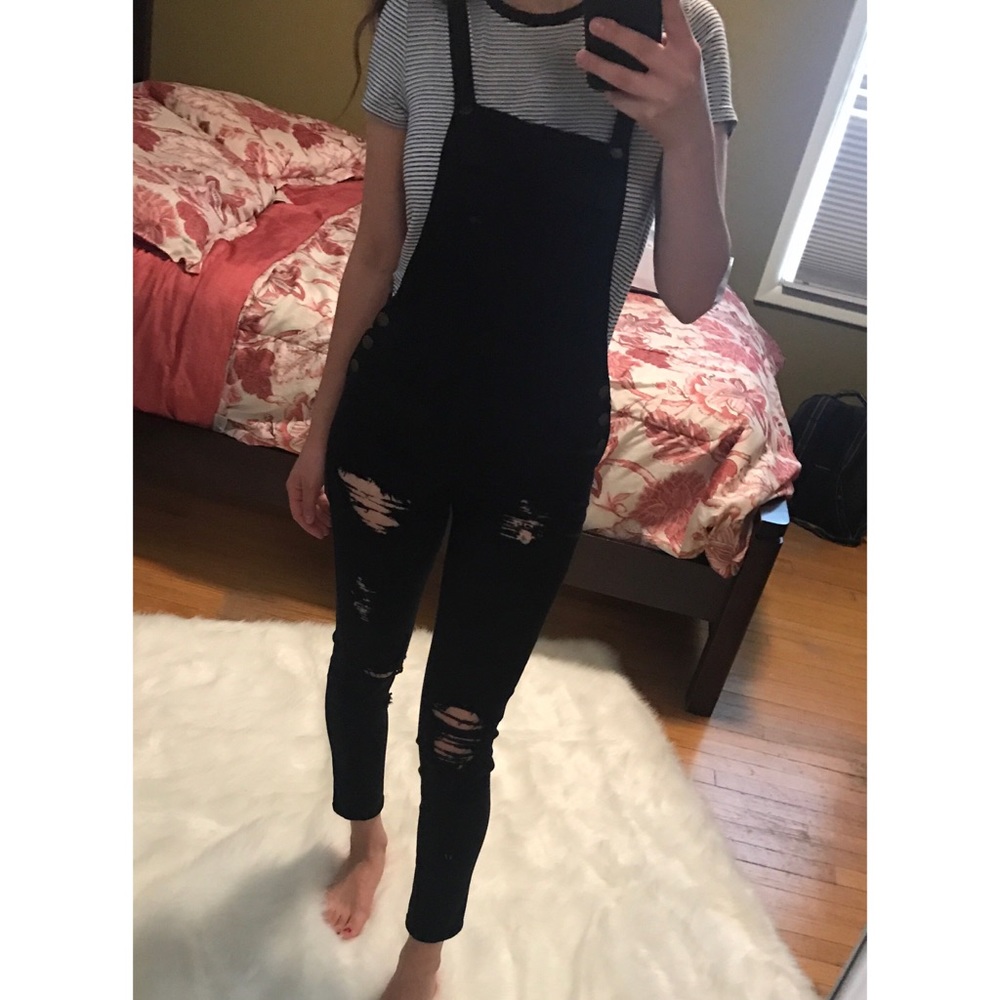 Black denim guess overalls