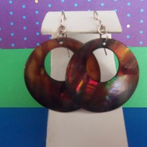 Vintage Brown Iridescent Hoop Earrings