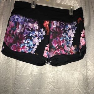 Black floral athletic shorts