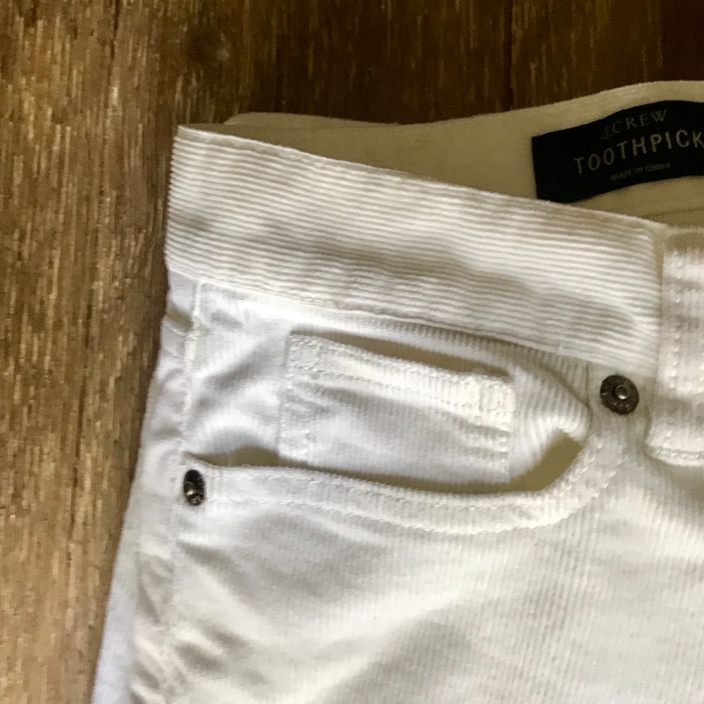 J. Crew Petite Toothpick Corduroy Pants in Cream