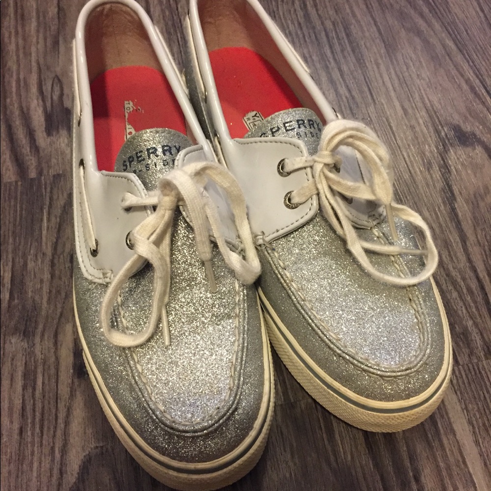 Silver Sparkly Sperry's, size 9
