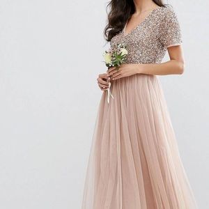 Rose gold maternity dress