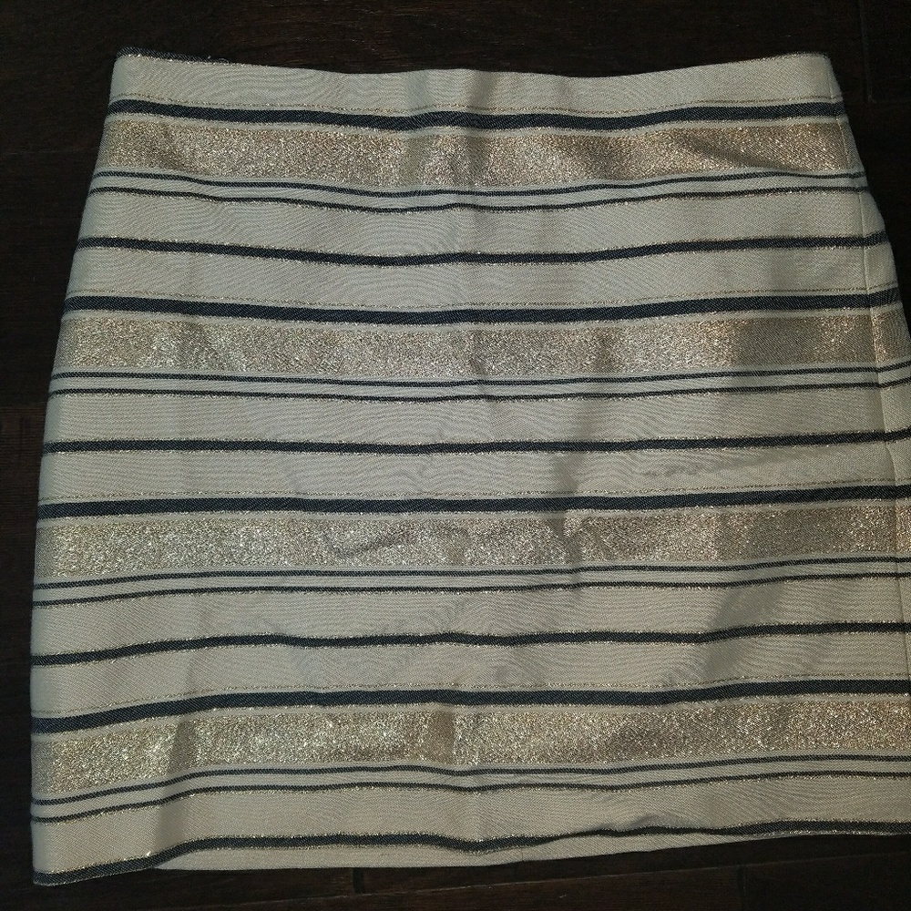 J. Crew Gold Stripe Mini Pencil Skirt Size 0