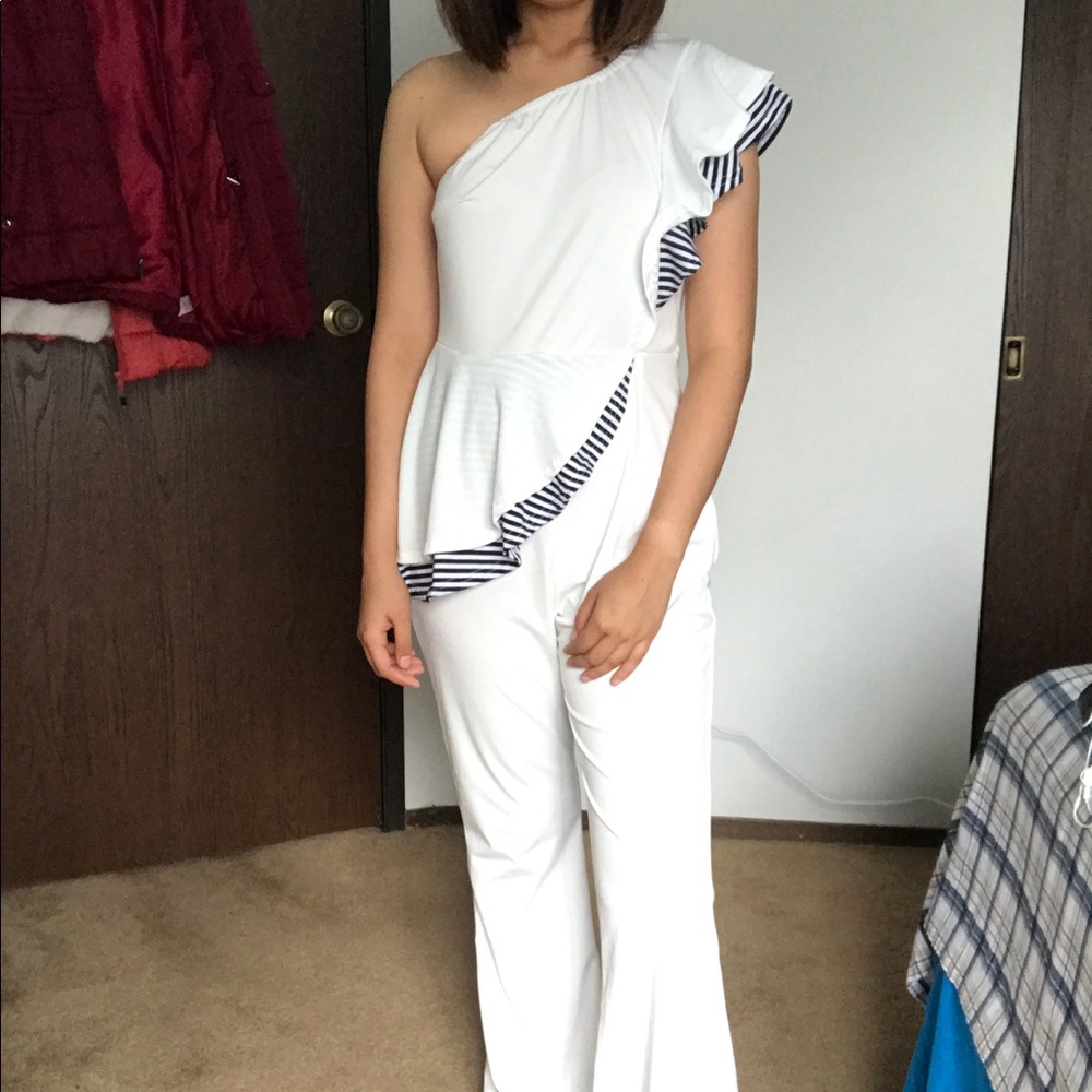 Off shoulder maxi romper