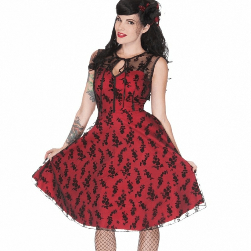Voodoo Vixen Flocked Floral Dress
