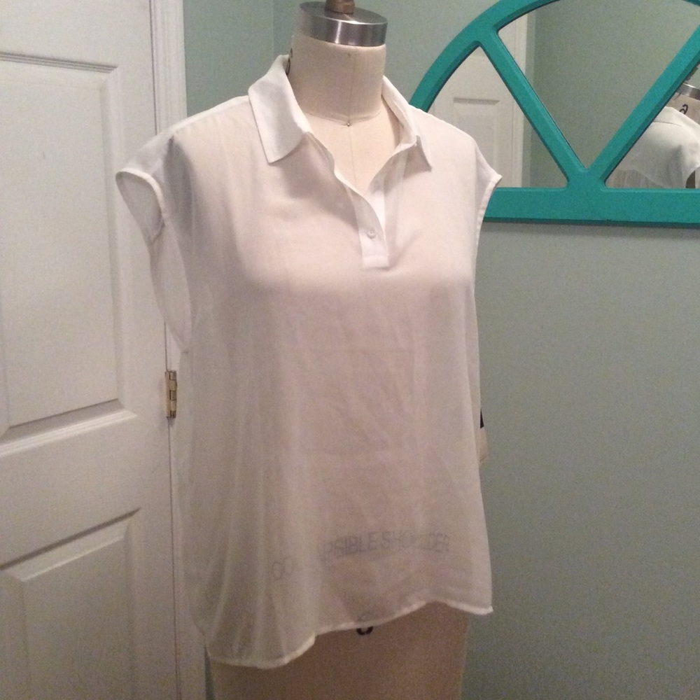 RVCA Sheer White Cap Sleeve Blouse