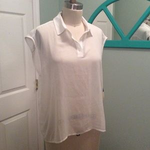 RVCA Sheer White Cap Sleeve Blouse