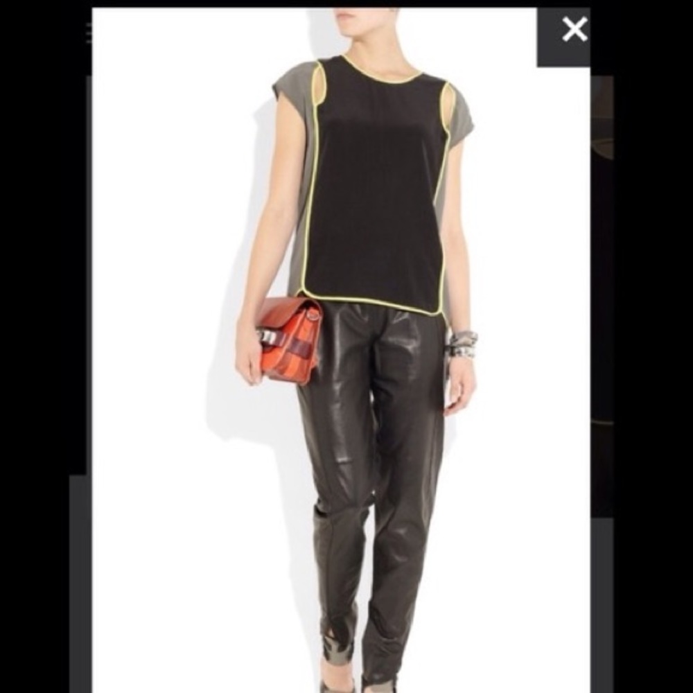 Alexander Wang Gray Enzyme Cutout Silk Crepe Top