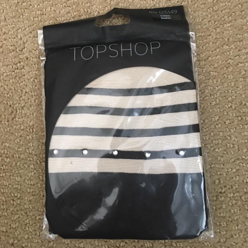 Topshop black & nude crystal stripe tights new!