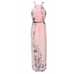 a light pink dress with flower detailing