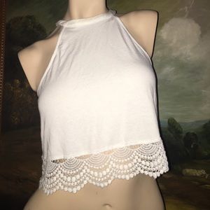 High neck white crop top