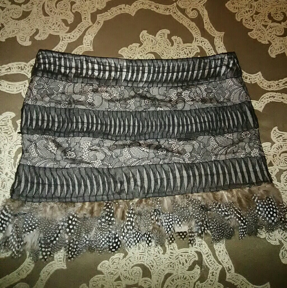 Bebe Feather Lace Skirt
