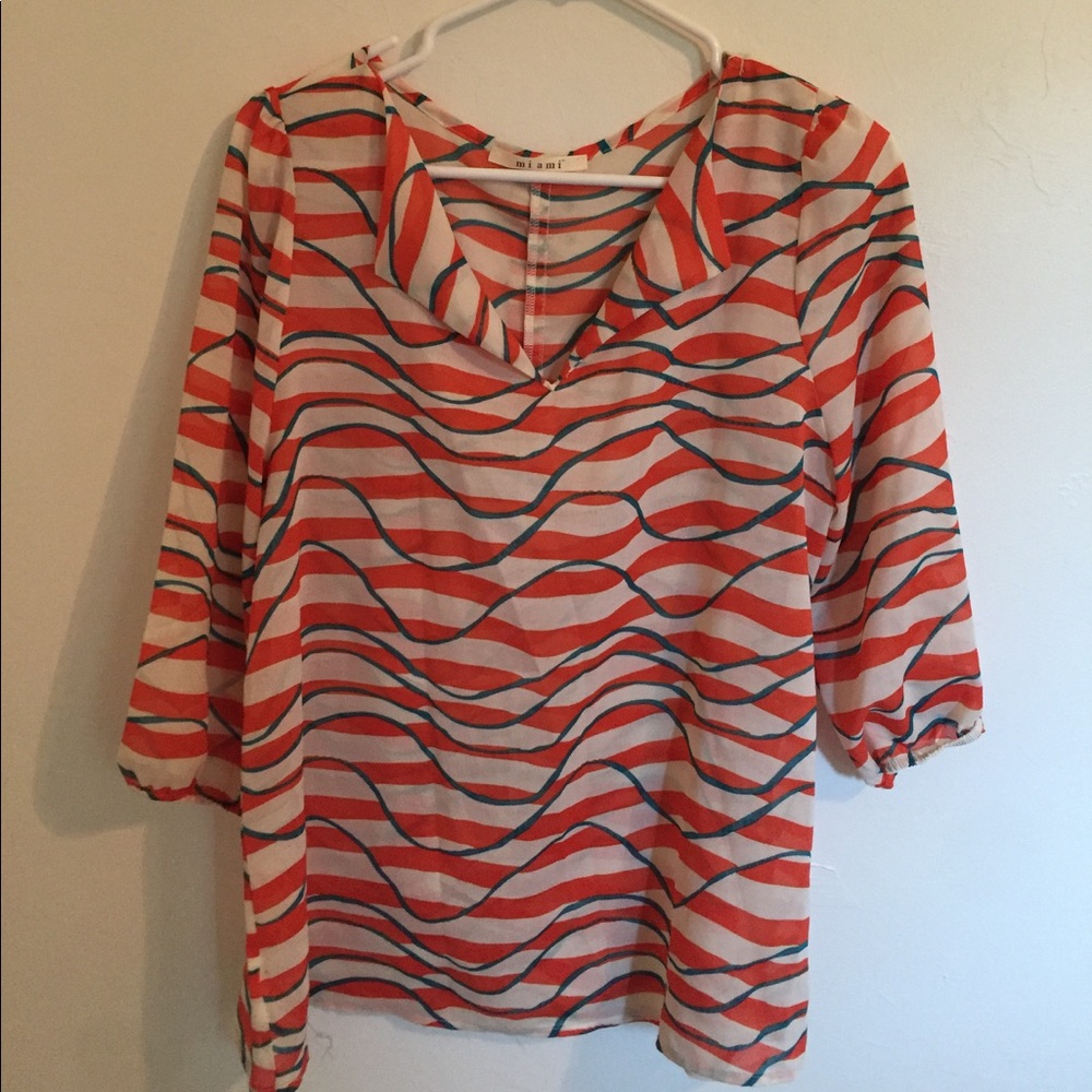 Francesca's Orange Striped Blouse