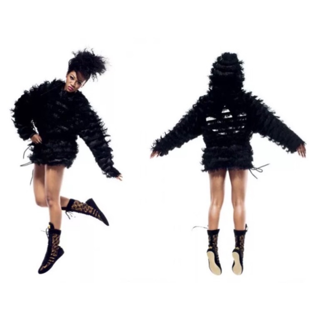 Rare JEREMY SCOTT x Adidas Fringe Hoodie Sz L - Picture 2 of 7