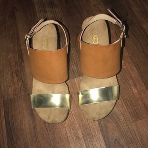 Brown and gold wedges