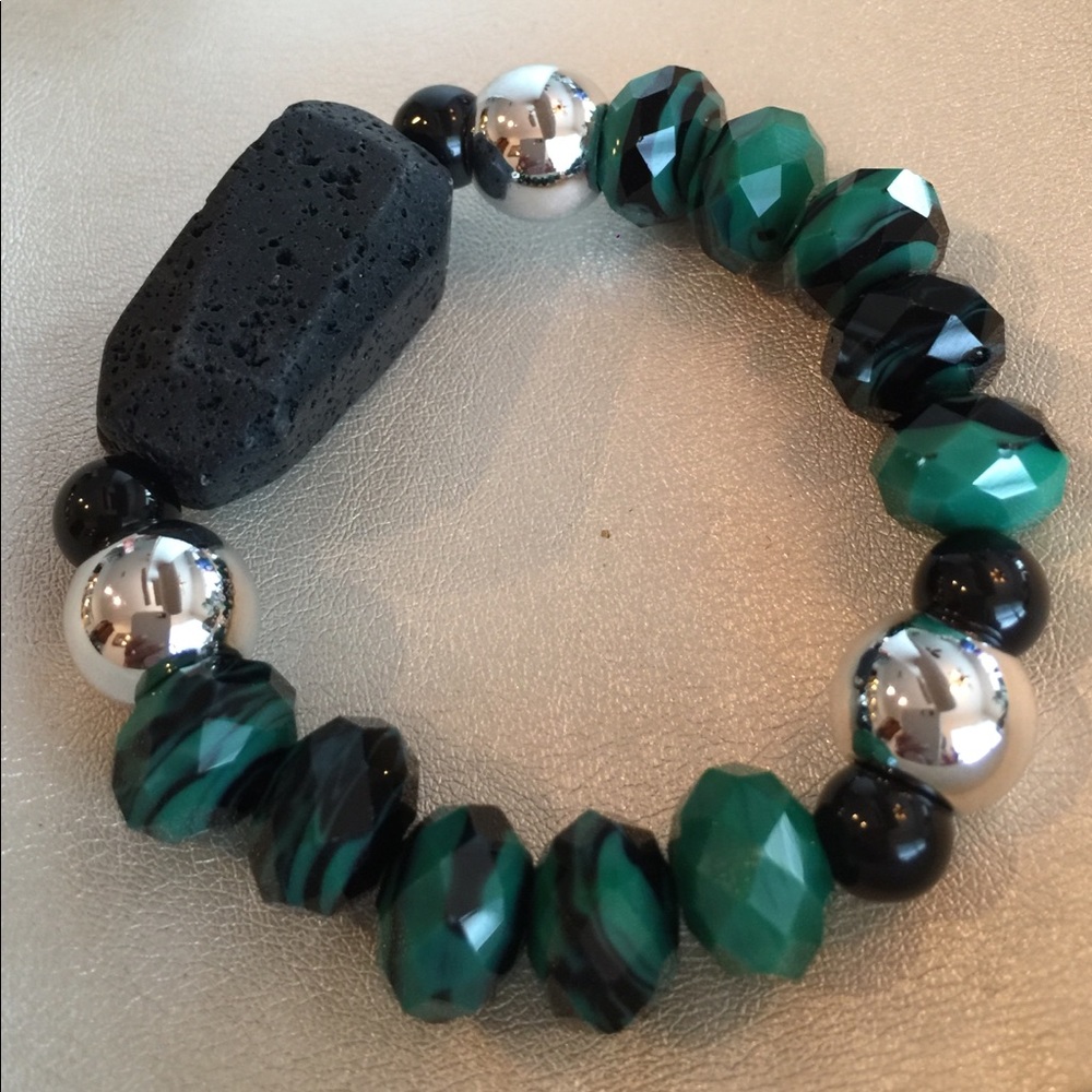 Large Black Lava Stone Diffuser Statement Bracelet - image 1