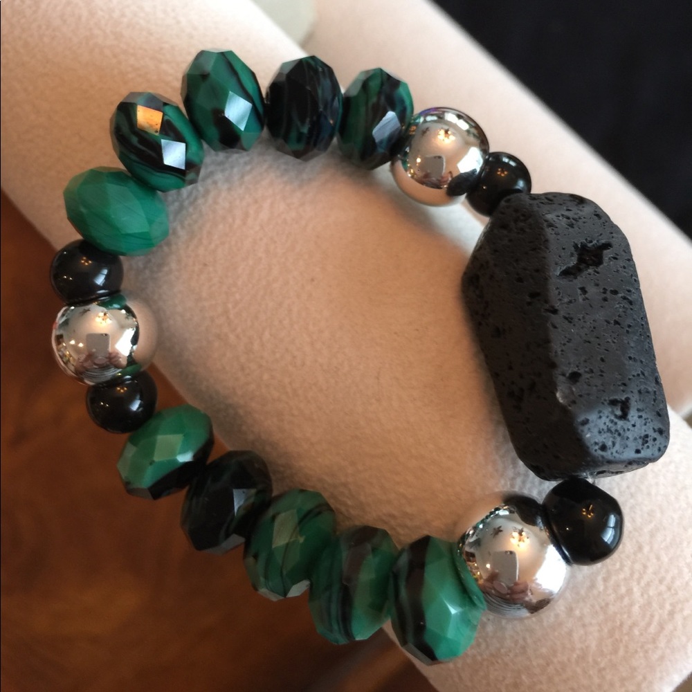 Large Black Lava Stone Diffuser Statement Bracelet - image 3