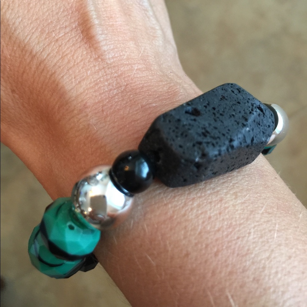 Large Black Lava Stone Diffuser Statement Bracelet - image 5