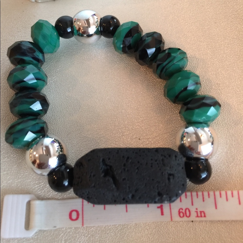 Large Black Lava Stone Diffuser Statement Bracelet - image 6