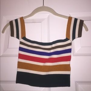 Striped, off the shoulder crop top