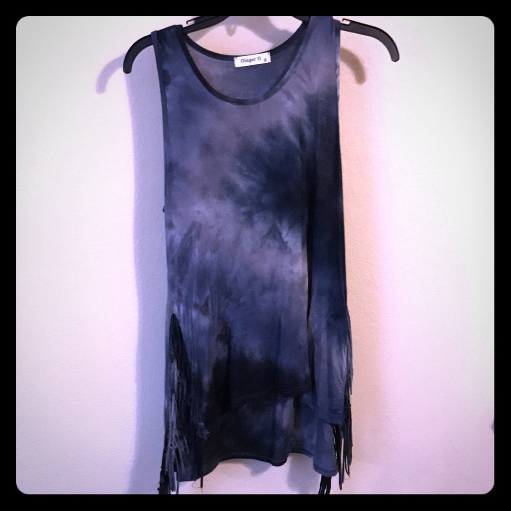 Tye dye fringe tank top