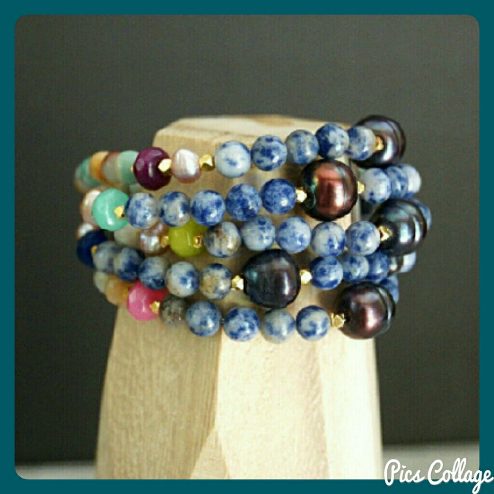 Natural Pearl & Semi-Precious Gemstone Beaded Bracelets