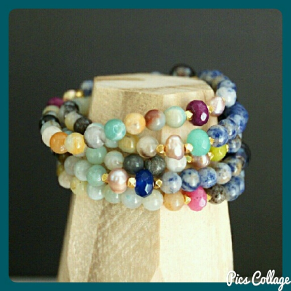 Natural Pearl & Semi-Precious Gemstone Beaded Bracelets - Picture 3 of 14