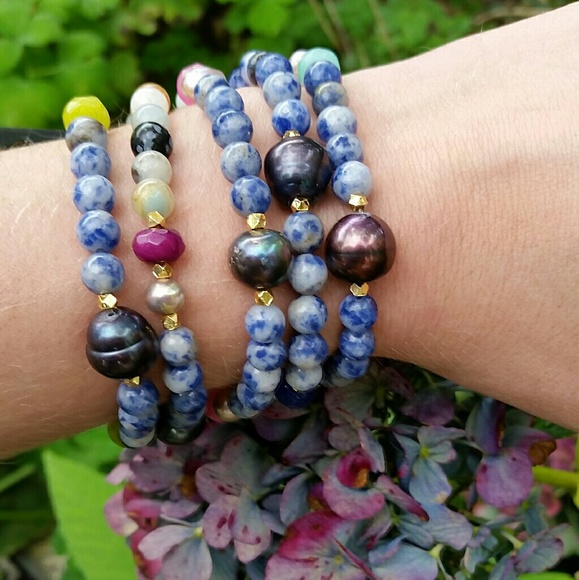 Natural Pearl & Semi-Precious Gemstone Beaded Bracelets - Picture 8 of 14