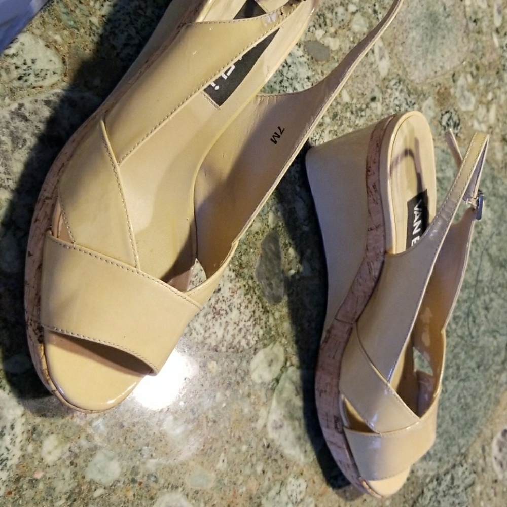 Vaneli Neutral Patent Leather Wedges