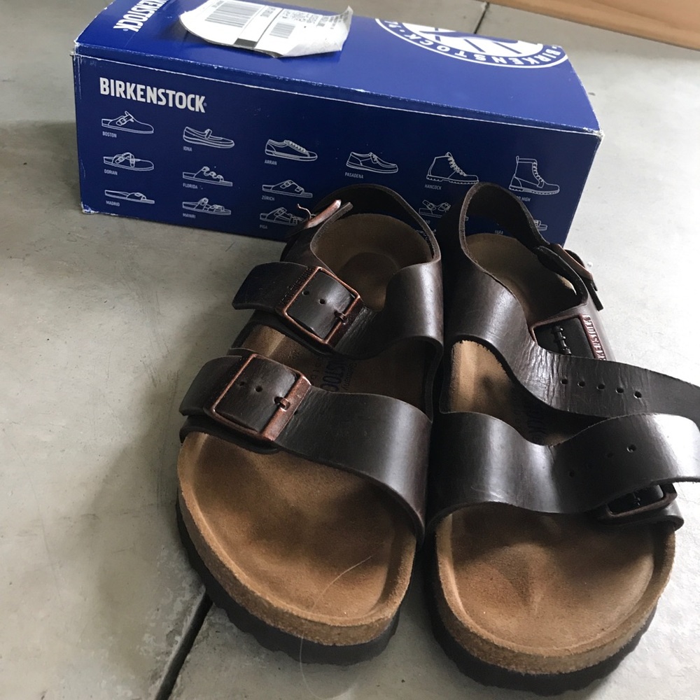 Milano Birkenstocks 38 N brown leather BRAND NEW!