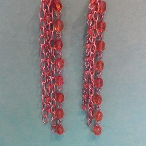 Vintage Amber Bead and Chain Dangler Earrings