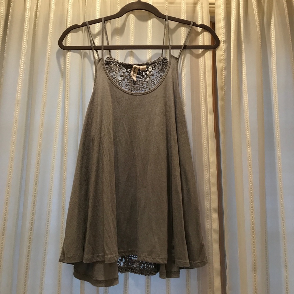 Grey lace back tank top
