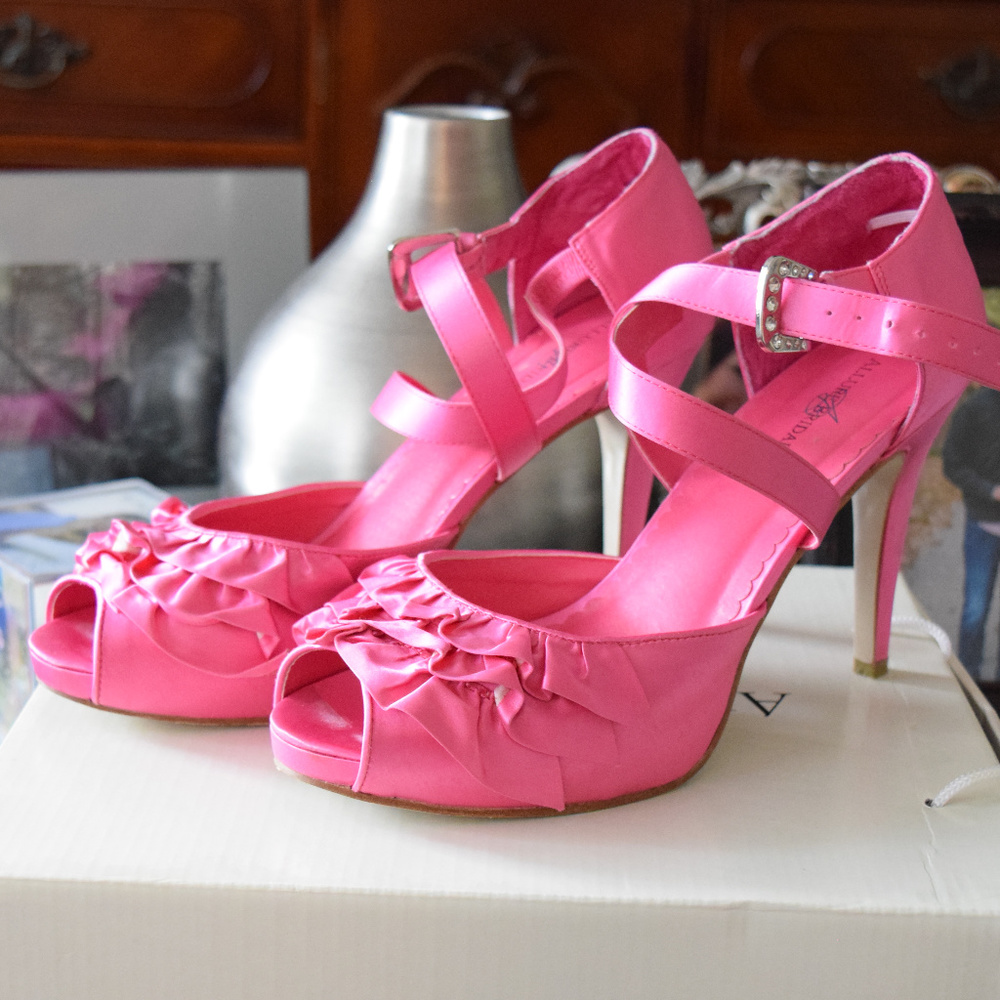 Allure Bridals Bright Pink Ruffled Heel