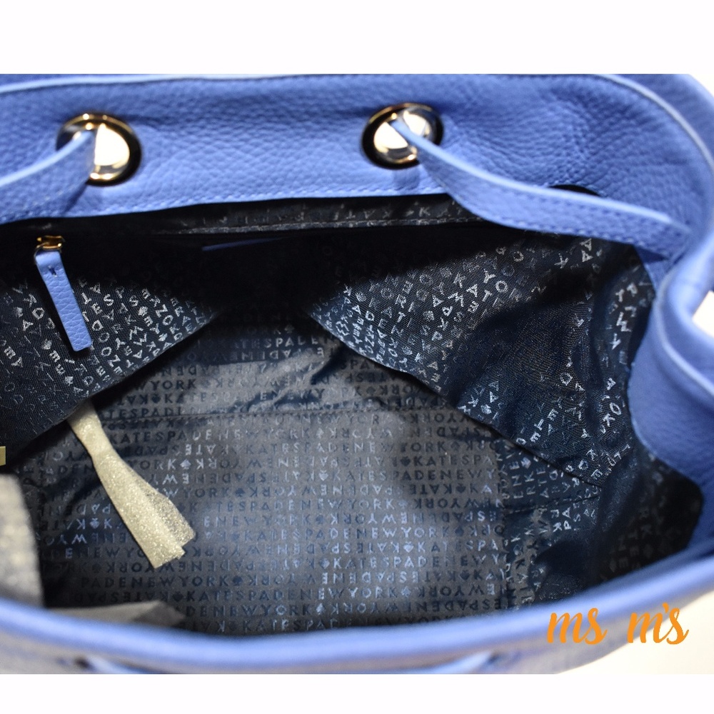 NWT kate Spade Leather blue back pack - Picture 6 of 8