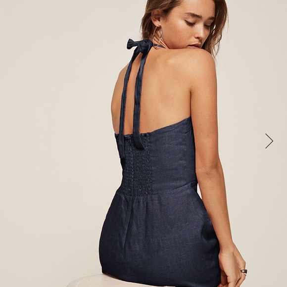 NWT Reformation Rina halter Dress in midnight - Picture 4 of 5