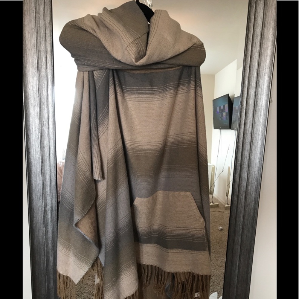 Free People shawl with hoodie & front pocket