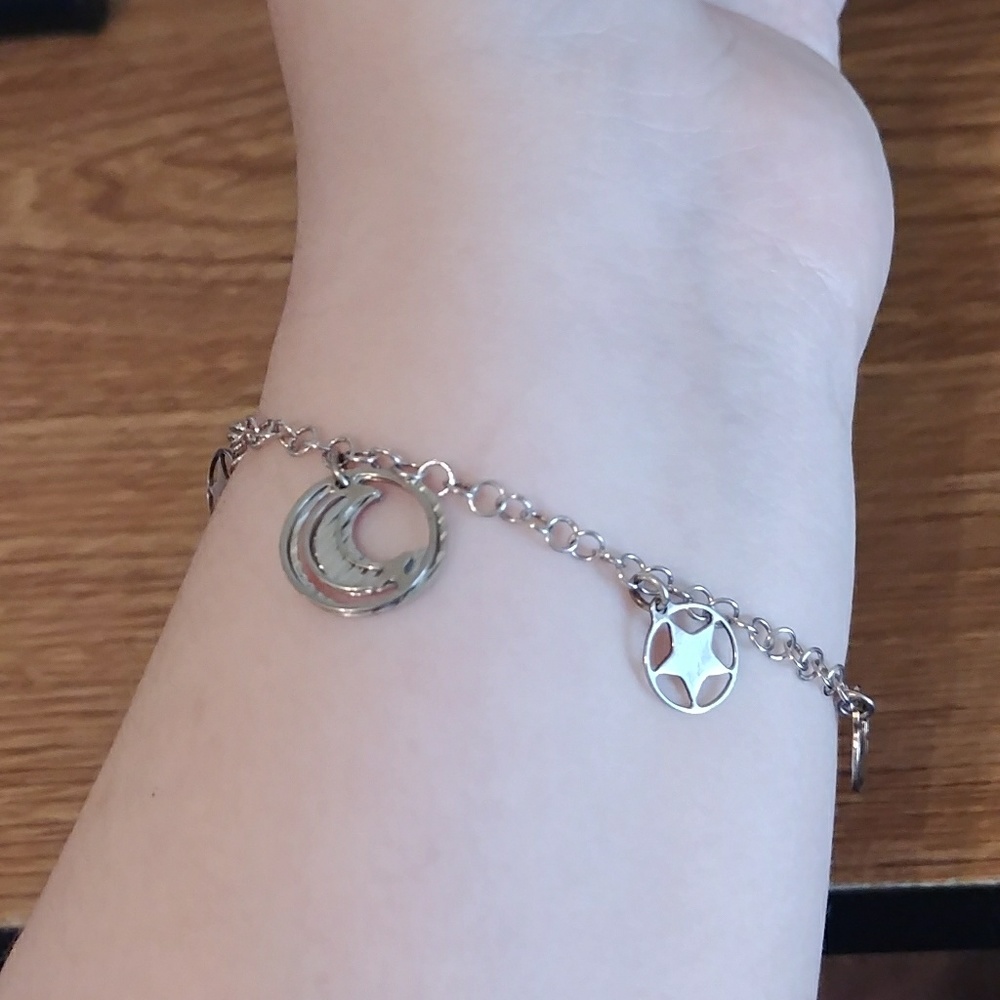 Sterling sliver moon and star braclet