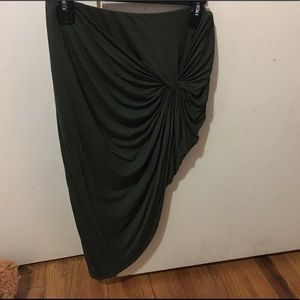 olive green asymmetrical skirt