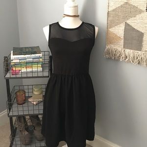 Black mesh insert mini dress