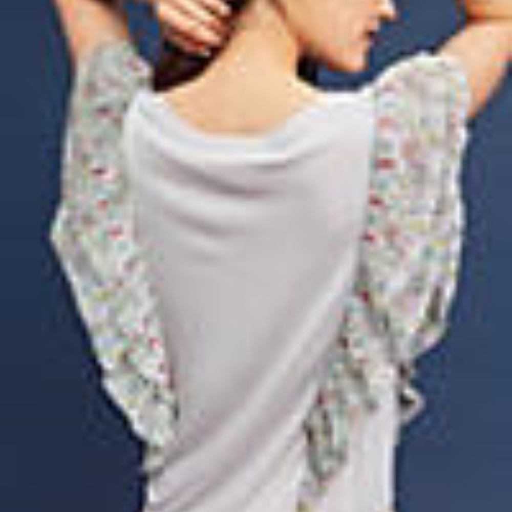 Anthro Flutter Sleeve V-neck Top NEW - Picture 2 of 8