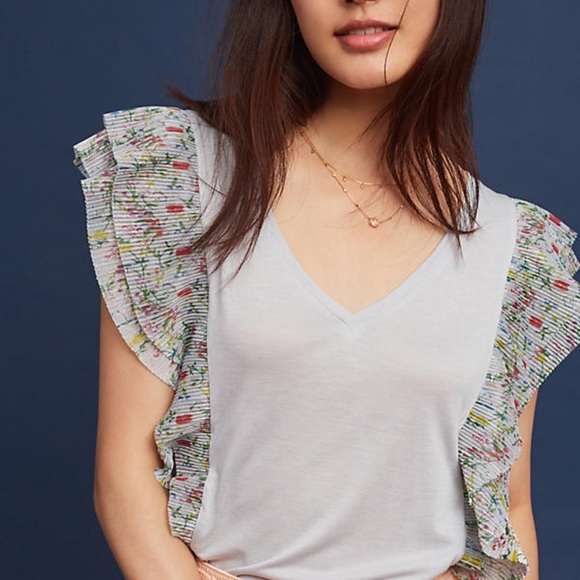 Anthro Flutter Sleeve V-neck Top NEW - Picture 8 of 8